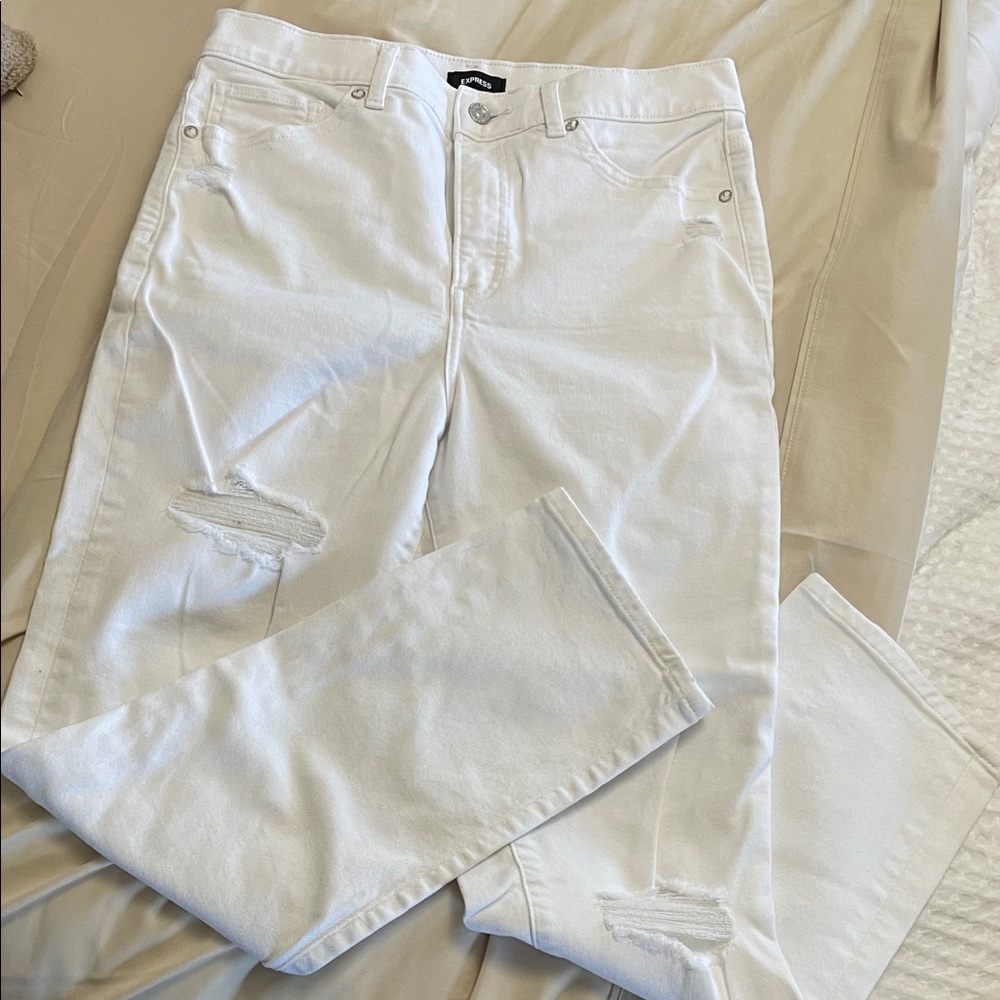 Express White Straight Leg Jeans